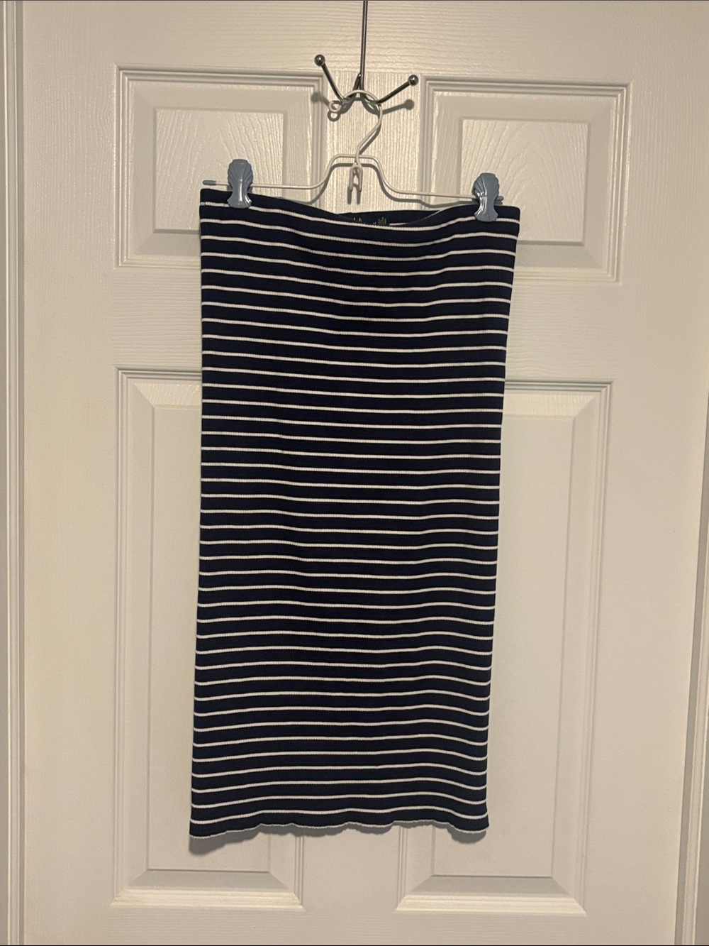 Ralph Lauren Navy and White Striped Midi Skirt